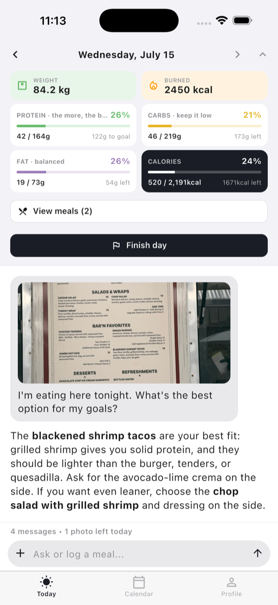 Asking Yes We Eat for the best menu option from a photo